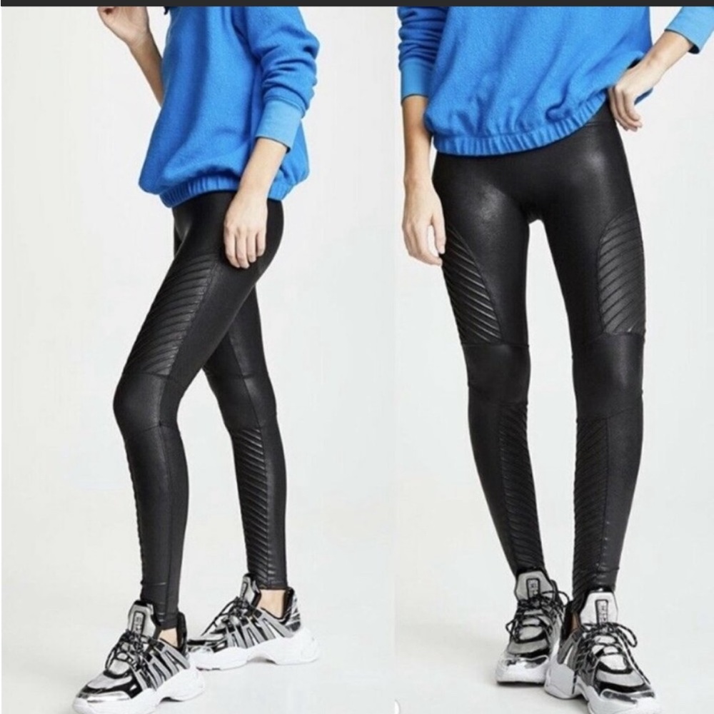 Spanx faux leather moto leggings - M